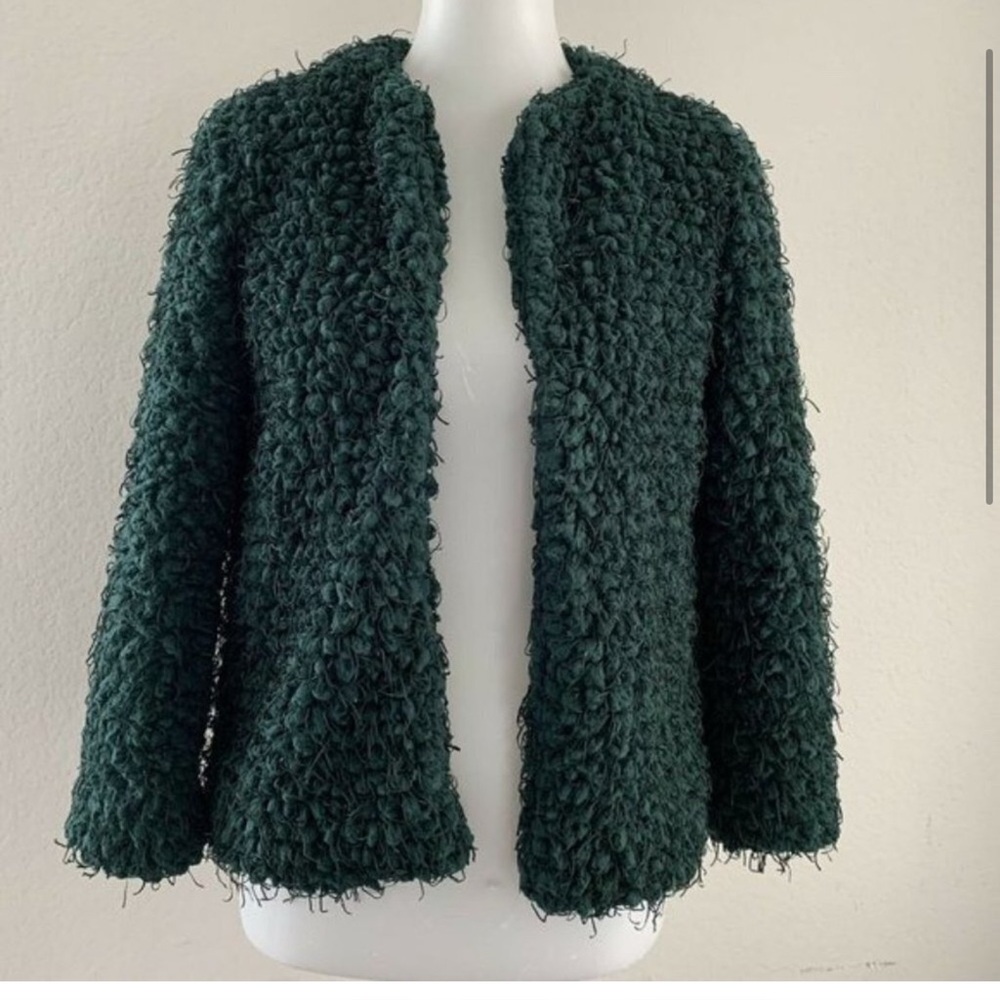 ZARA Green Textured Long Sleeve Jacket